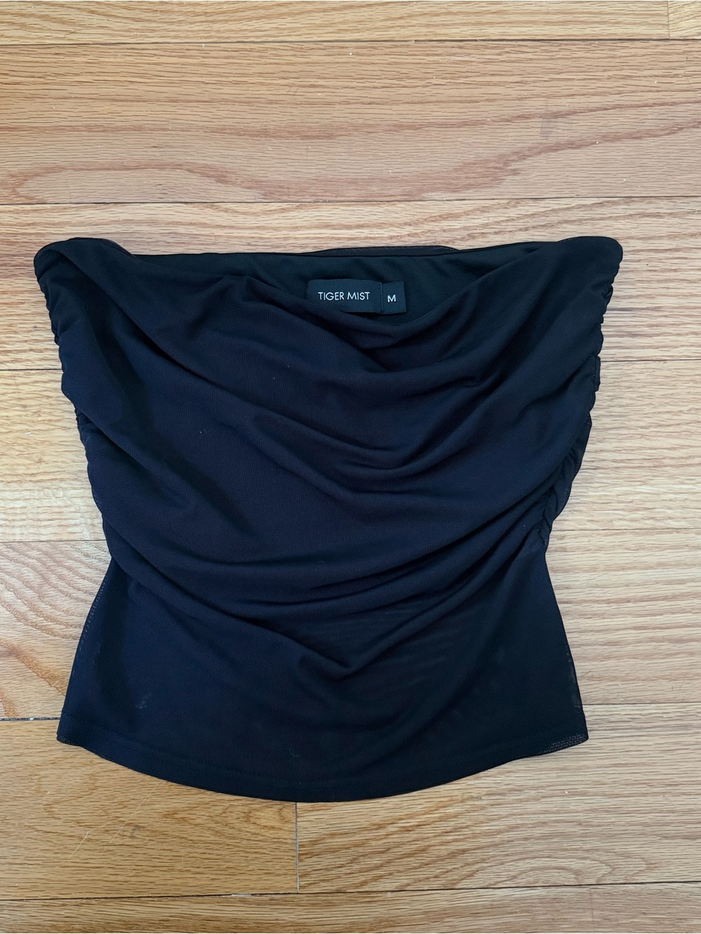 Tiger Mist Black Strapless Ruched Tube Top